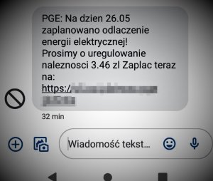 treść sms -oszustwo internetowe