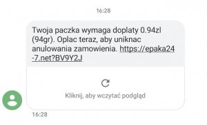 sms z próbą oszustwa