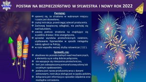 W NOC SYLWESTROWĄ I NOWY ROK 2022 POSTAW  NA BEZPIECZEŃSTWO!