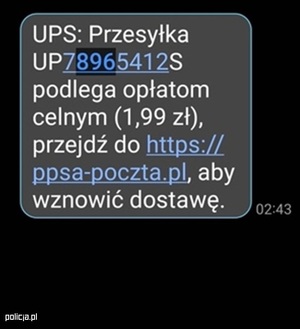 Uważaj na SMS’y dotyczące rzekomych dopłat do przesyłek kurierskich lub zmiany danych adresowych dotyczących przesyłki