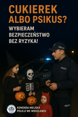 Cukierek albo psikus? Świdnicka policja życzy wszystkim mieszkańcom powiatu spokojnego, bezpiecznego i wyjątkowo udanego wieczoru w duchu Halloween.