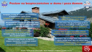 POSTAW NA BEZPIECZEŃSTWO W DOMU I POZA DOMEM- plakat